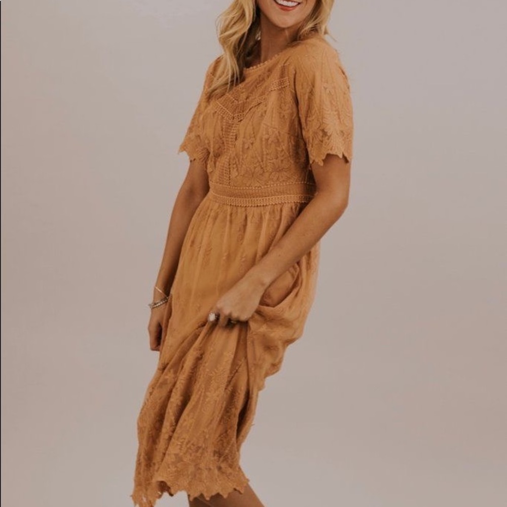 Roolee Aly Lace Golden Dress - SIZE XS